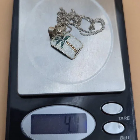 18 Inch Sterling Silver Unique Palm Tree Pendant Rustic Necklace A5947 - Picture 7 of 7